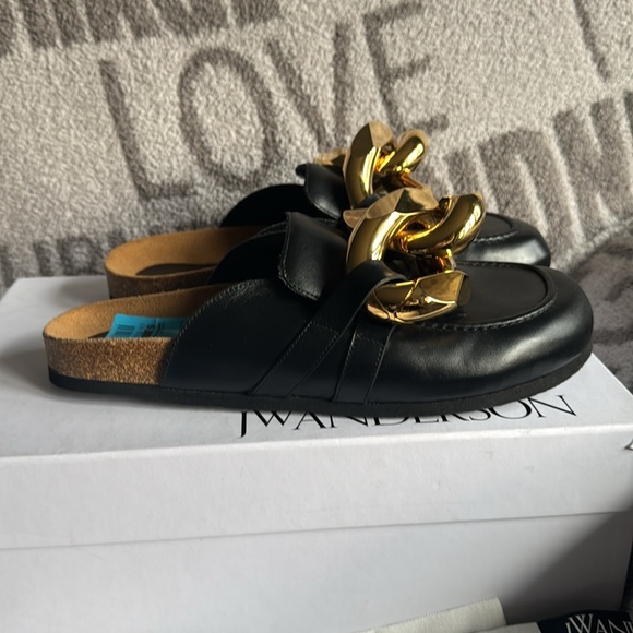 JW Anderson chain loafers mules runway 42/9 men black/gold NWT - Picture 6 of 13